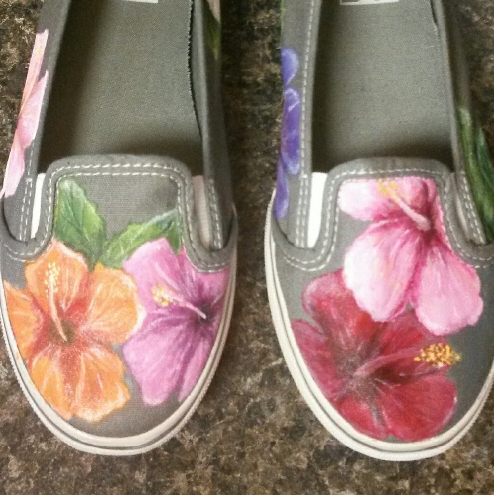 Womans slip on Vans, custom painted
